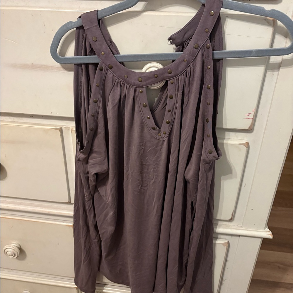 Maurices Mauve Taupe Stud-Trim Sleeveless Tank Top